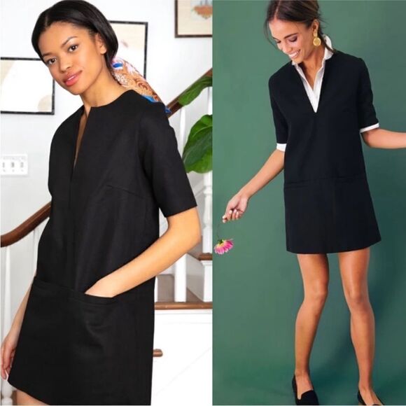 Emerson Fry Black Twill Shift Dress Small-L7 - Picture 2 of 5